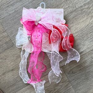 Elegant Pink and White Kids Hair Bow Set